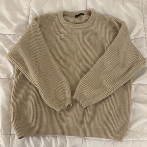 Beige knit oversize sweater (M)